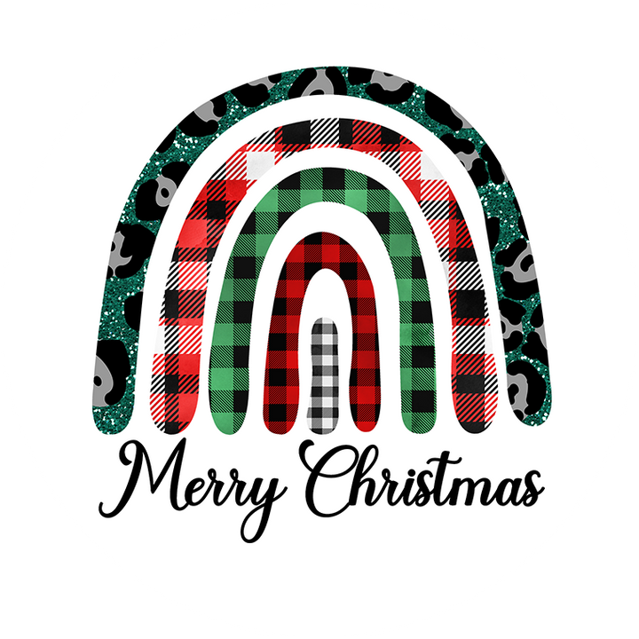 PI 5021 3" Merry Christmas Rainbow Ornament Decal & Acrylic Blank