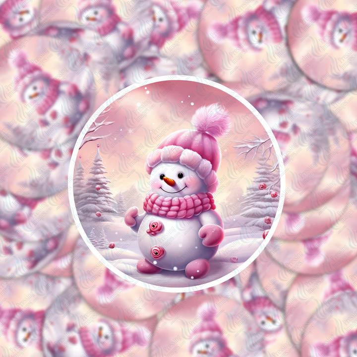 PI 5043 Pink Snowman two Decal & Acrylic Blank