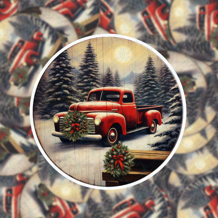 PI 5116 3" Old Truck Four Ornament Decal & Acrylic Blank