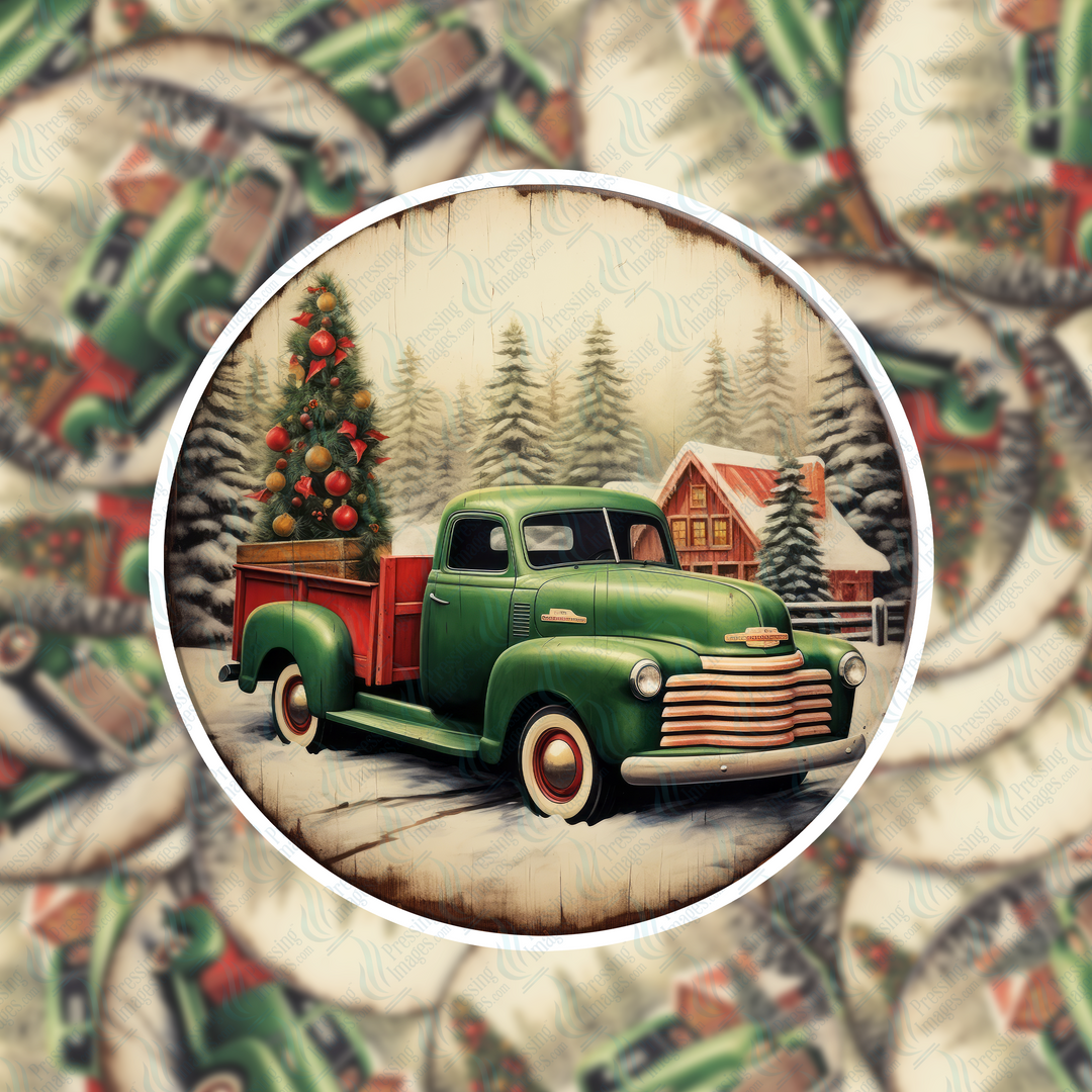 PI 5117 3" Old Truck Six Ornament Decal & Acrylic Blank