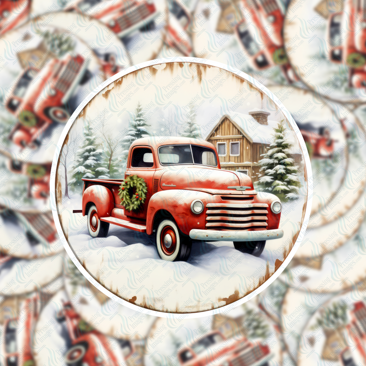 Pi 5119 3" Old Truck Five Ornament Decal & Acrylic Blank