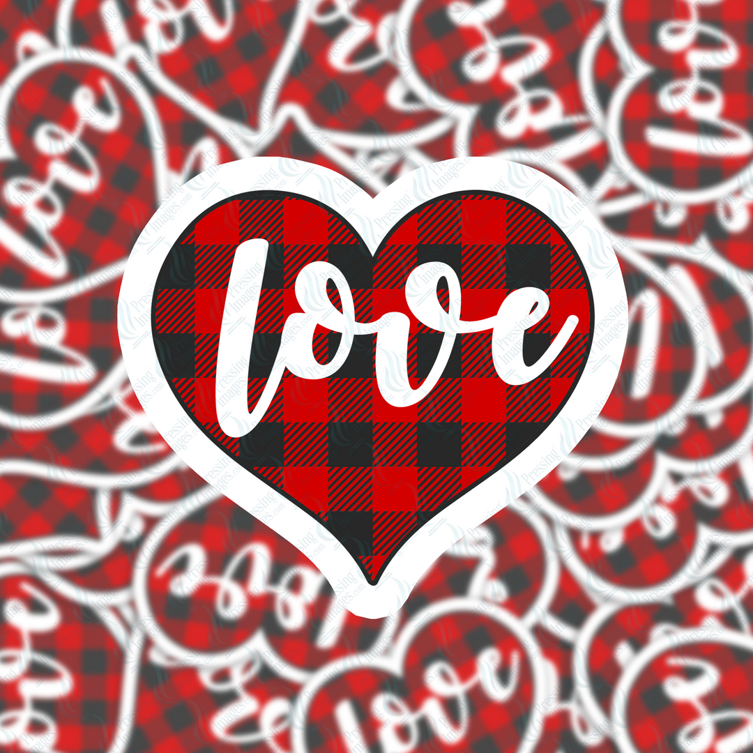 PI 5163 Red Plaid Heart Decal & Acrylic Blank