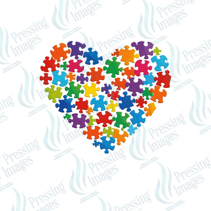 DTF 2385 Autism puzzle heart coloured