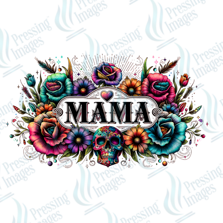 DTF 2394 Mama floral skull