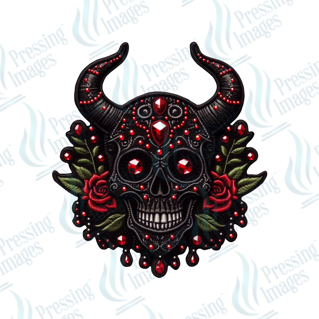 DTF 3235 Black skull with horns