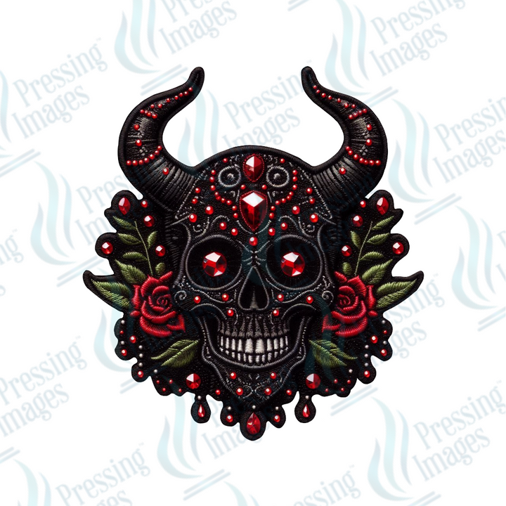 DTF 3235 Black skull with horns