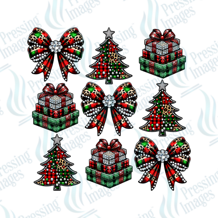 DTF 3249 Leopard plaid Christmas