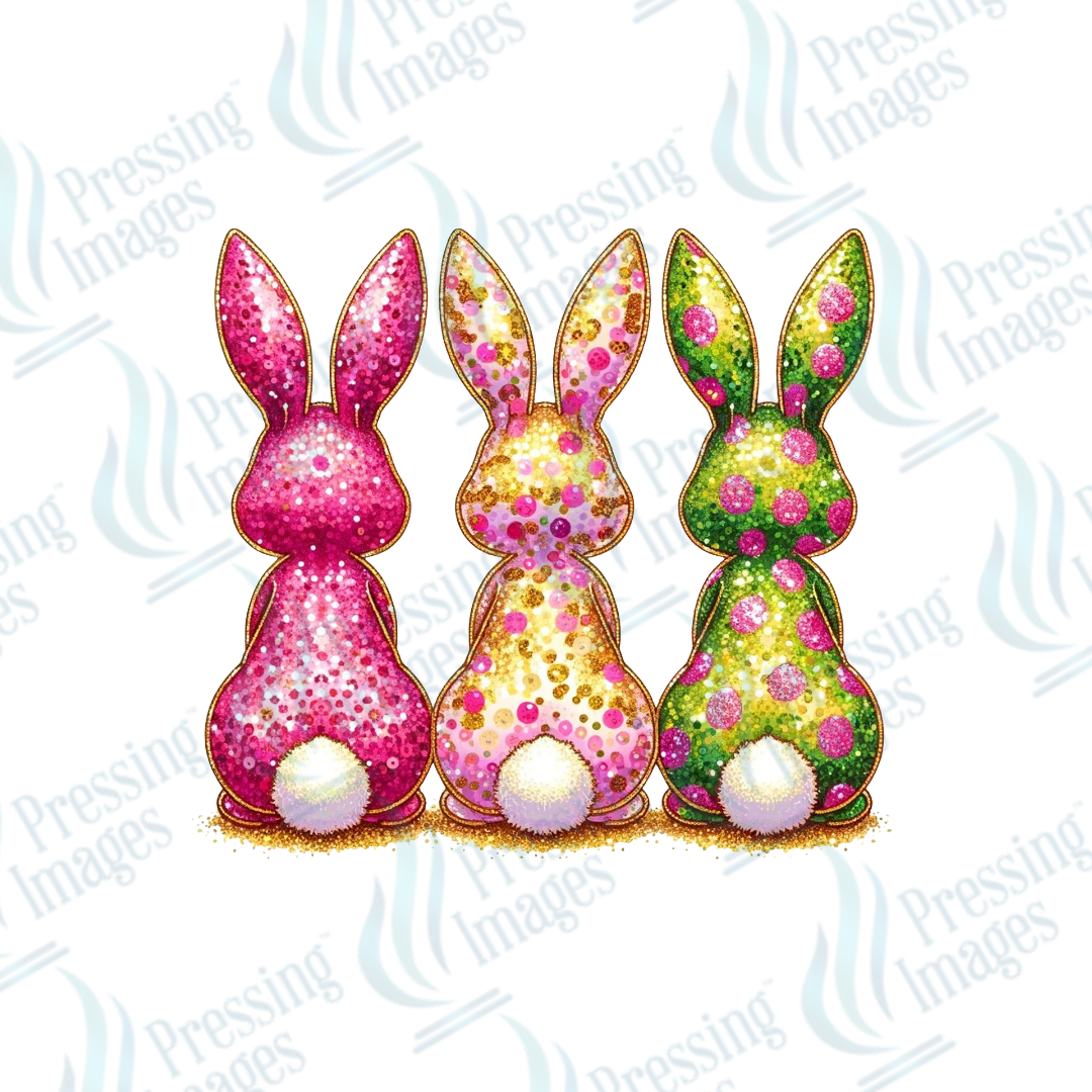 DTF 2095 Pink yellow green bunny