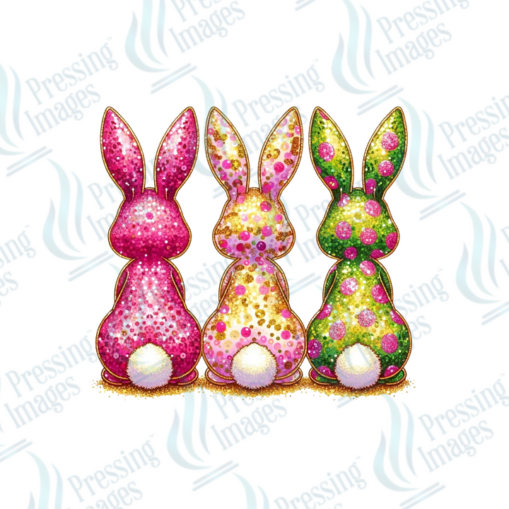 DTF 2095 Pink yellow green bunny