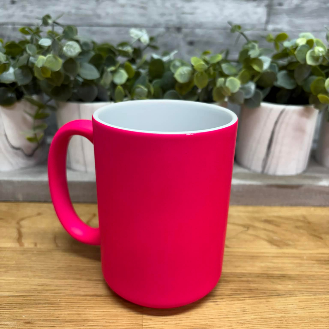 Hot Pink Matte 15oz Ceramic Mug CASE  (Not Individually Boxed)