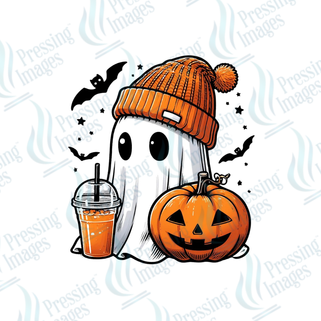 DTF 3154 Halloween ghost with orange toque