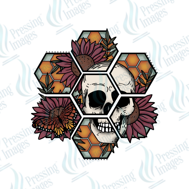 DTF 2143 Honeycomb skull