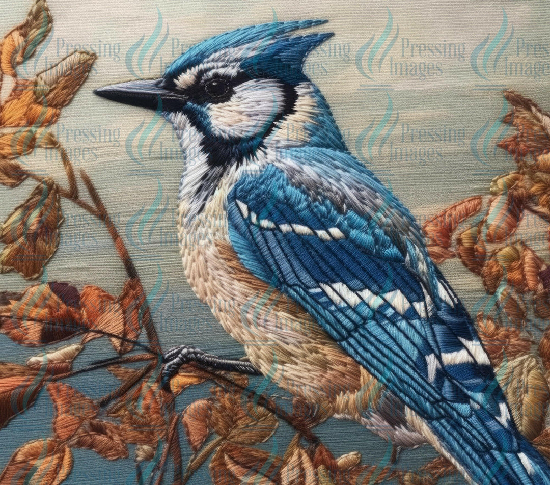 15013 Embroidered Blue Jay Tumbler Wrap.