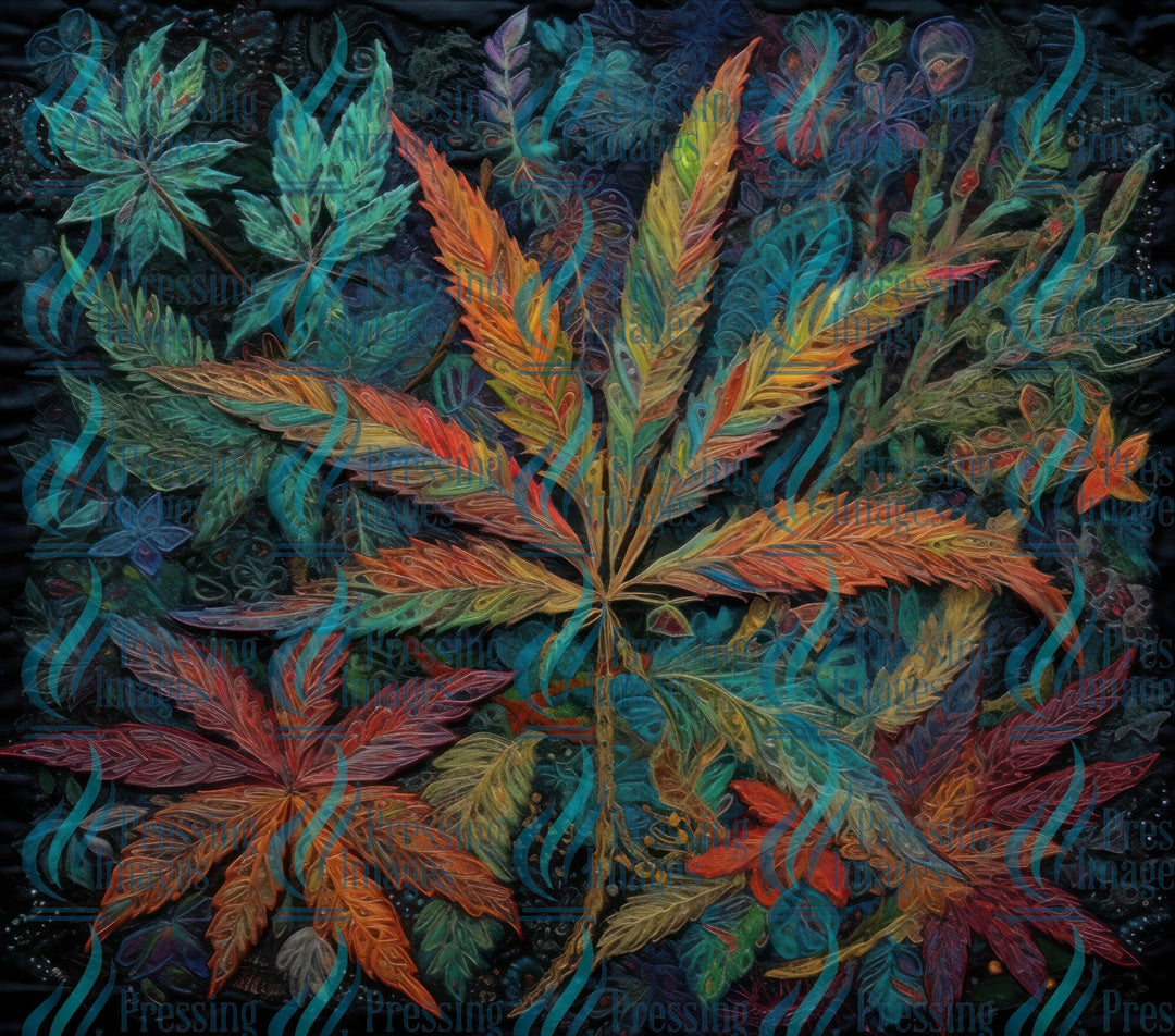 15015 Embroidered Cannabis Leaf Tumbler Wrap.