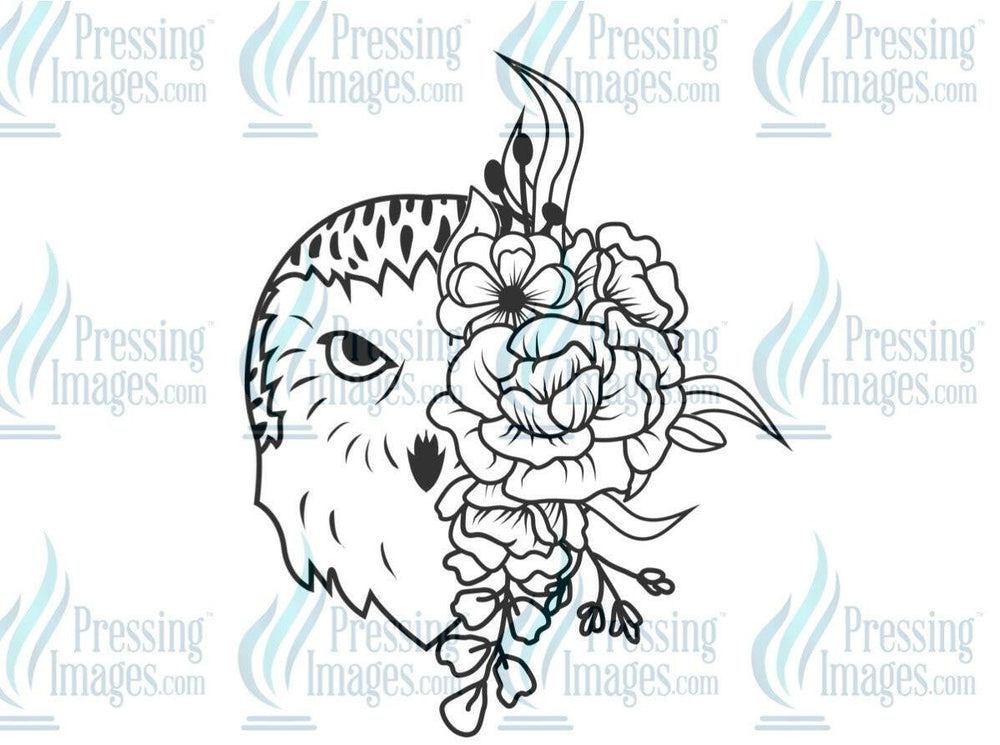 DTF: 1013 Owl/ flowers - Pressing Images