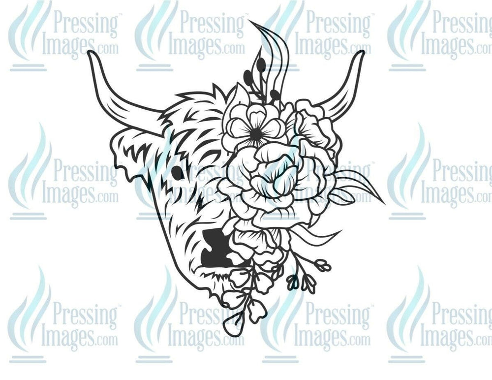 DTF: 1014 cow/flowers - Pressing Images