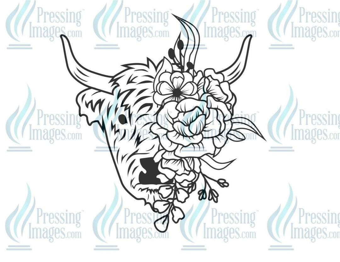 DTF: 1014 cow/flowers - Pressing Images