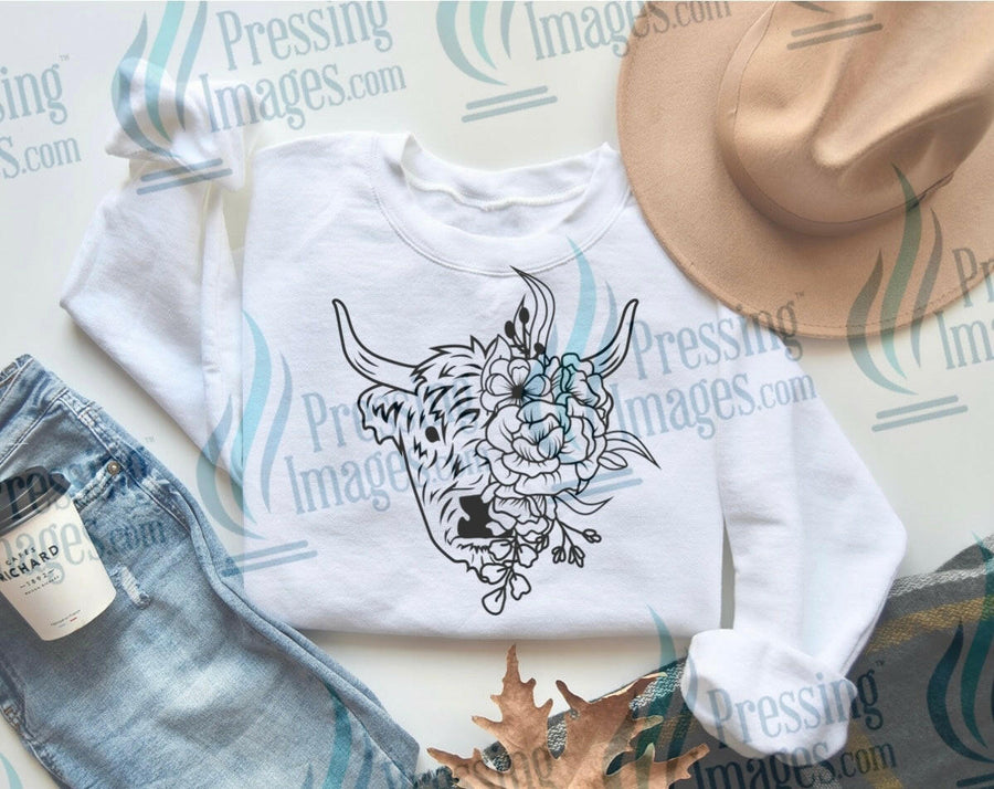 DTF: 1014 cow/flowers - Pressing Images