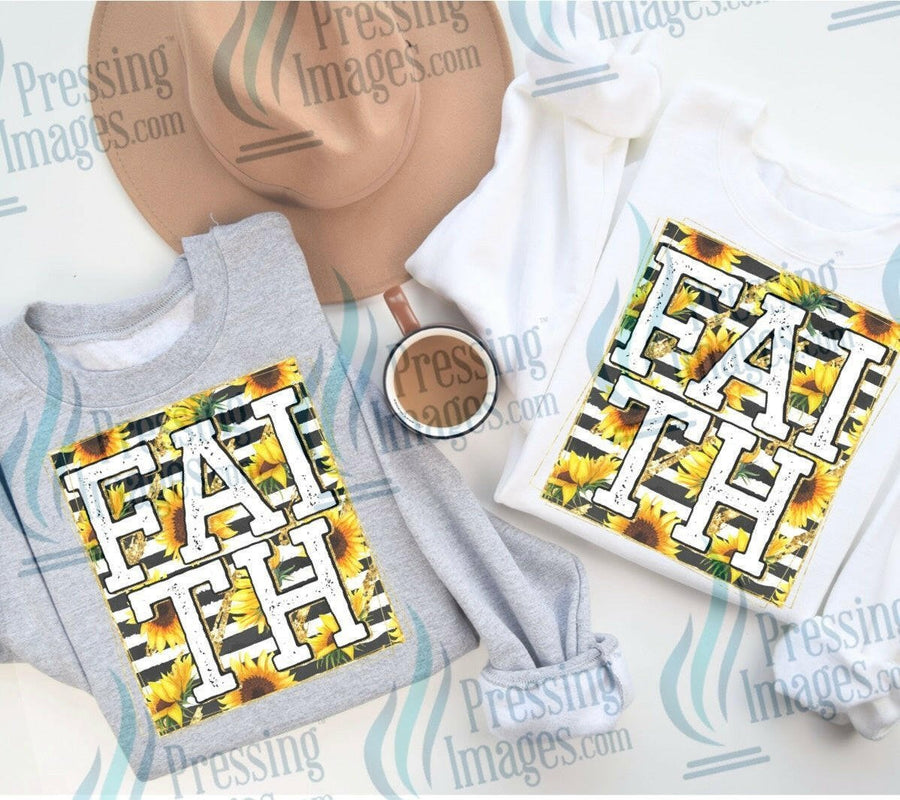 DTF: 1018 Faith sunflowers - Pressing Images
