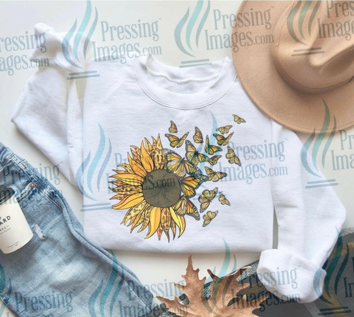 DTF: 1038 Sunflower and butterflies - Pressing Images