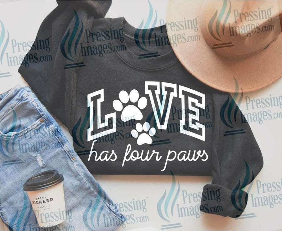 DTF: 1044 Love has four paws white - Pressing Images