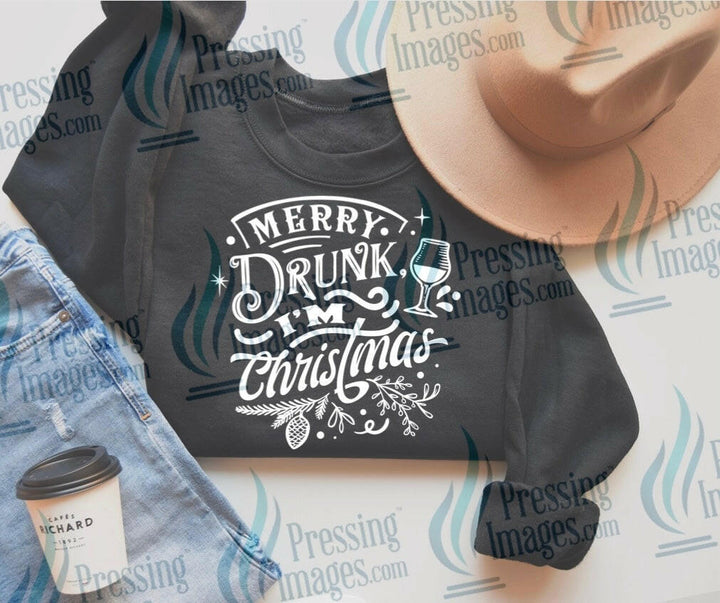 White Merry Drunk I'm Christmas | Pressing Images (#1052)