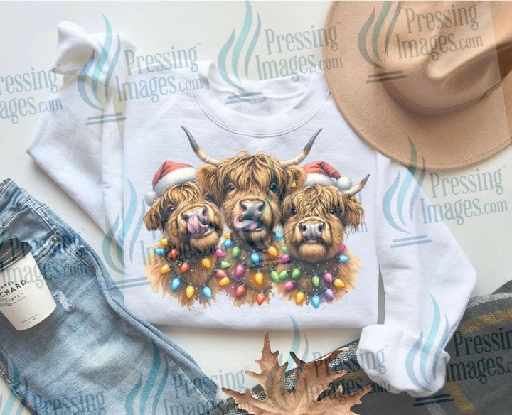 DTF: 1070 Christmas highland cows - Pressing Images