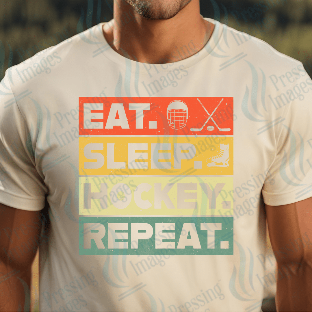 DTF: 1079 Eat sleep hockey repeat - Pressing Images