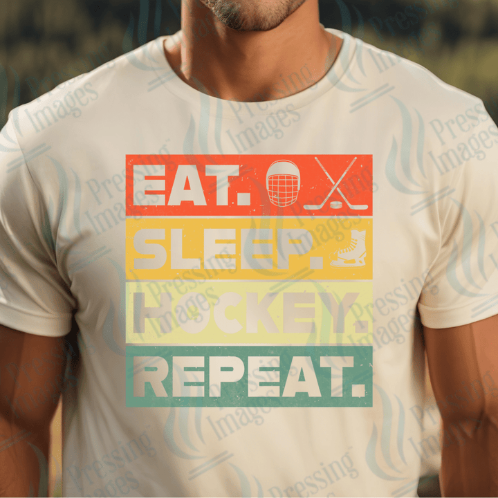 DTF: 1079 Eat sleep hockey repeat - Pressing Images