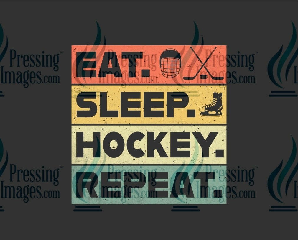 DTF: 1079 Eat sleep hockey repeat - Pressing Images