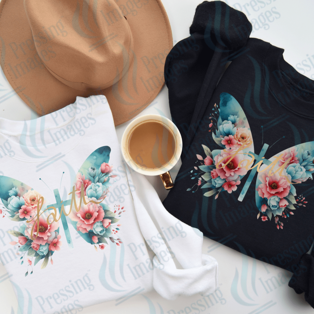 DTF 2023 Faith floral butterfly - Pressing Images
