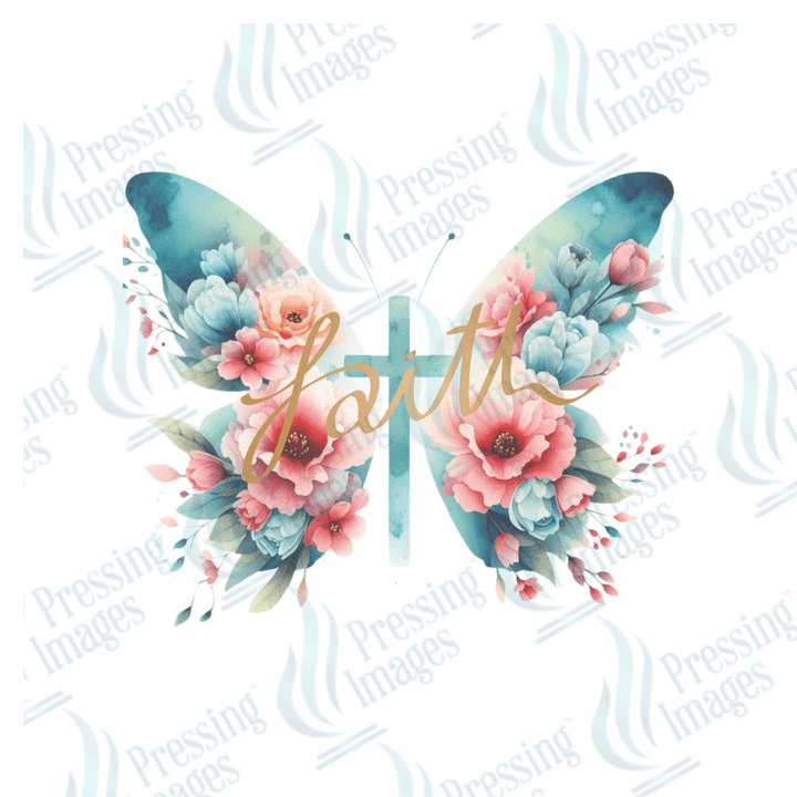 DTF 2023 Faith floral butterfly - Pressing Images