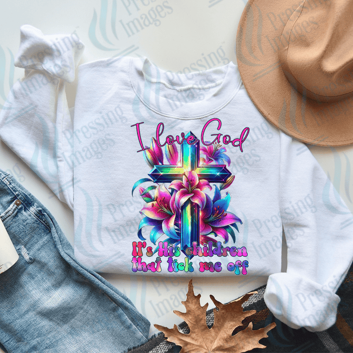 DTF 2076 I love God - Pressing Images