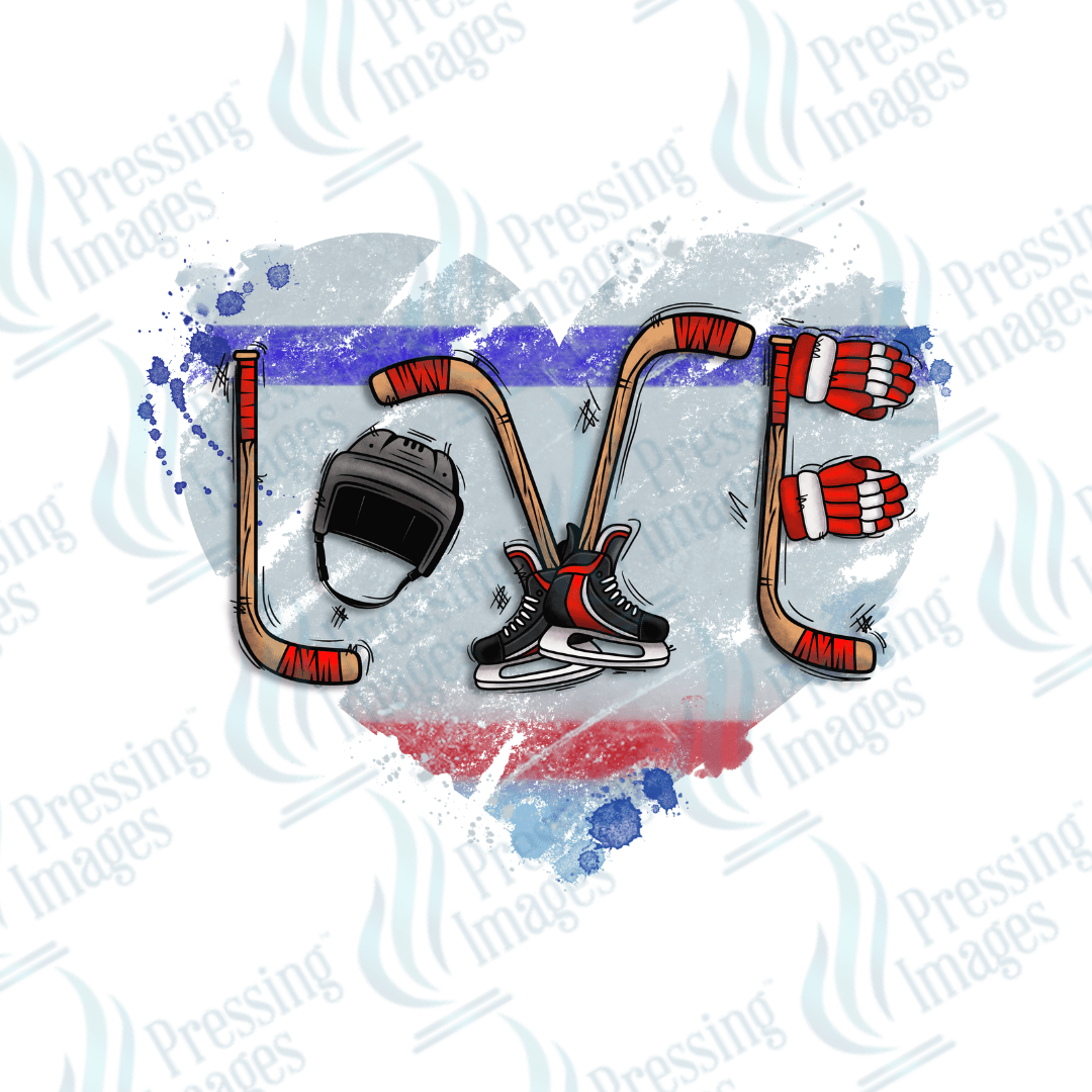 DTF 2078 Heart Hockey - Pressing Images