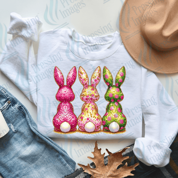 DTF 2095 Pink yellow green bunny - Pressing Images