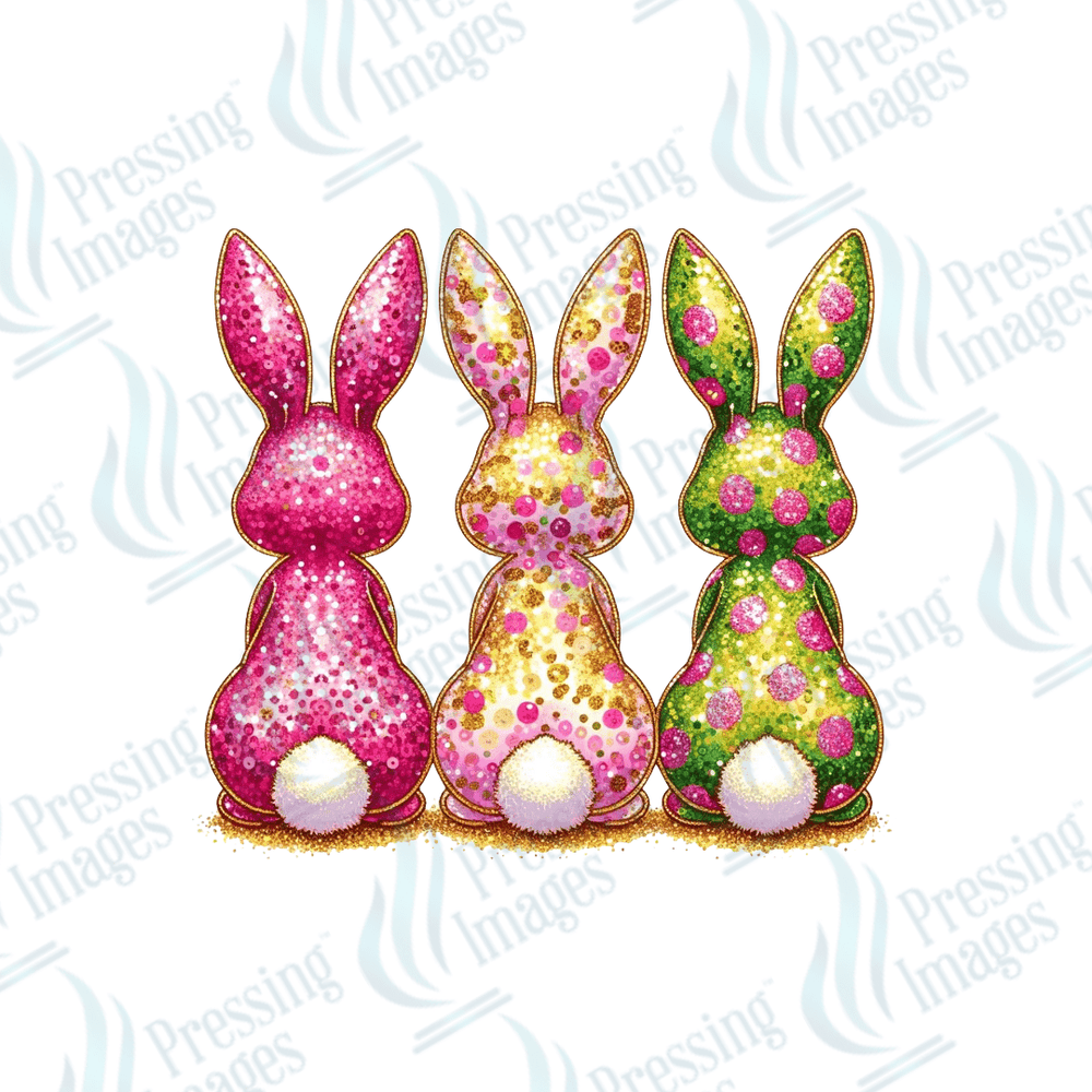 DTF 2095 Pink yellow green bunny - Pressing Images