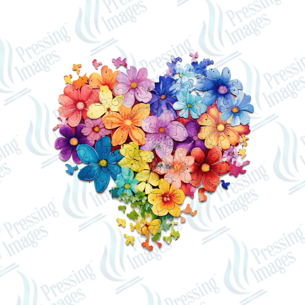 DTF 2379 Floral autism heart - Pressing Images