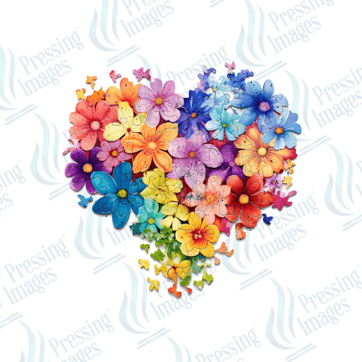 DTF 2379 Floral autism heart - Pressing Images