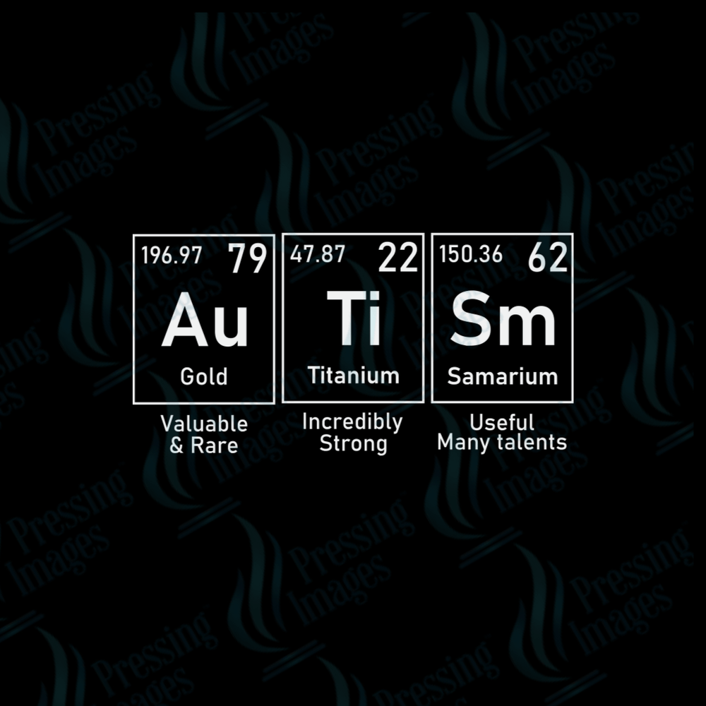 DTF 2386 Autism periodic table white - Pressing Images