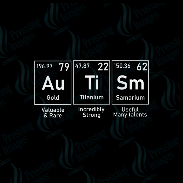DTF 2386 Autism periodic table white - Pressing Images