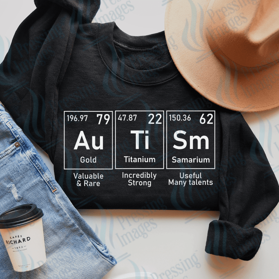DTF 2386 Autism periodic table white - Pressing Images