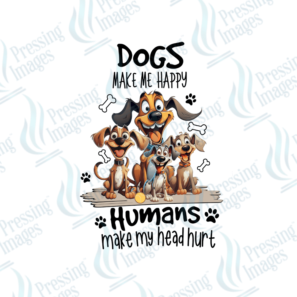DTF 2499 Dog's make me happy - Pressing Images