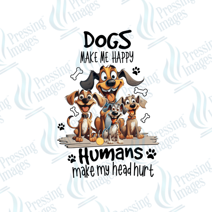 DTF 2499 Dog's make me happy - Pressing Images