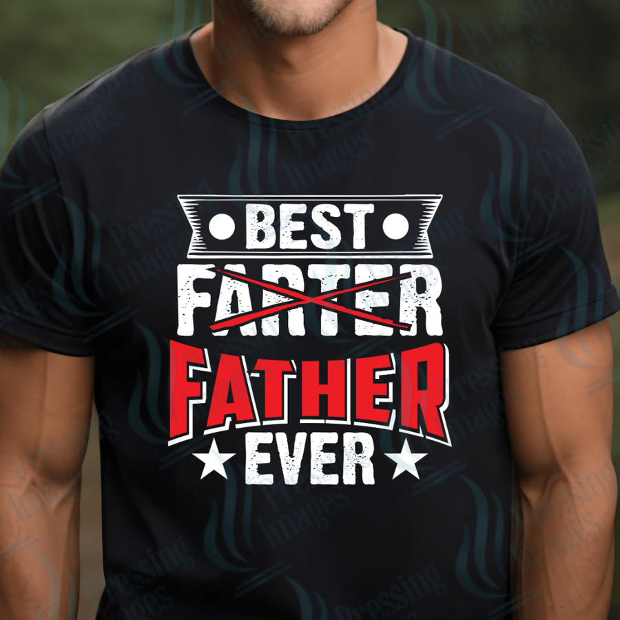 DTF 2638 Best farter father ever red black white - Pressing Images
