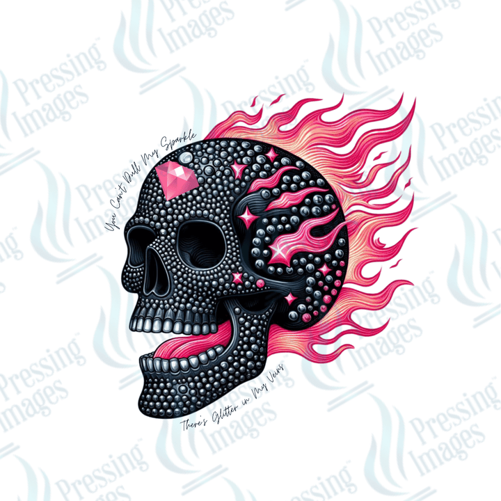 DTF 2690 Glitter in my veins skull - Pressing Images