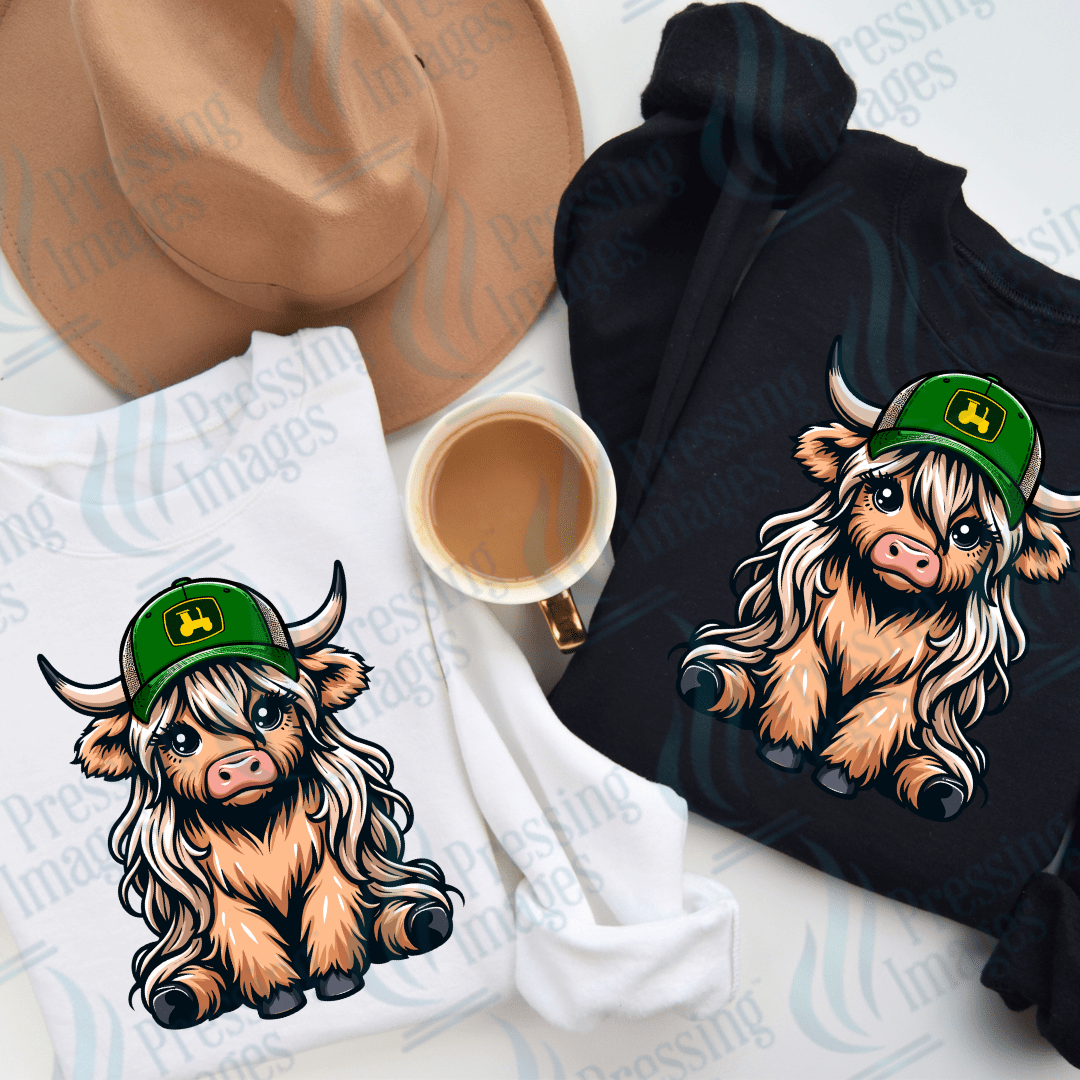 DTF 2697 Cow with hat - Pressing Images