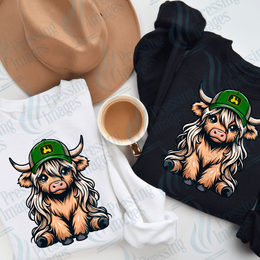 DTF 2697 Cow with hat - Pressing Images