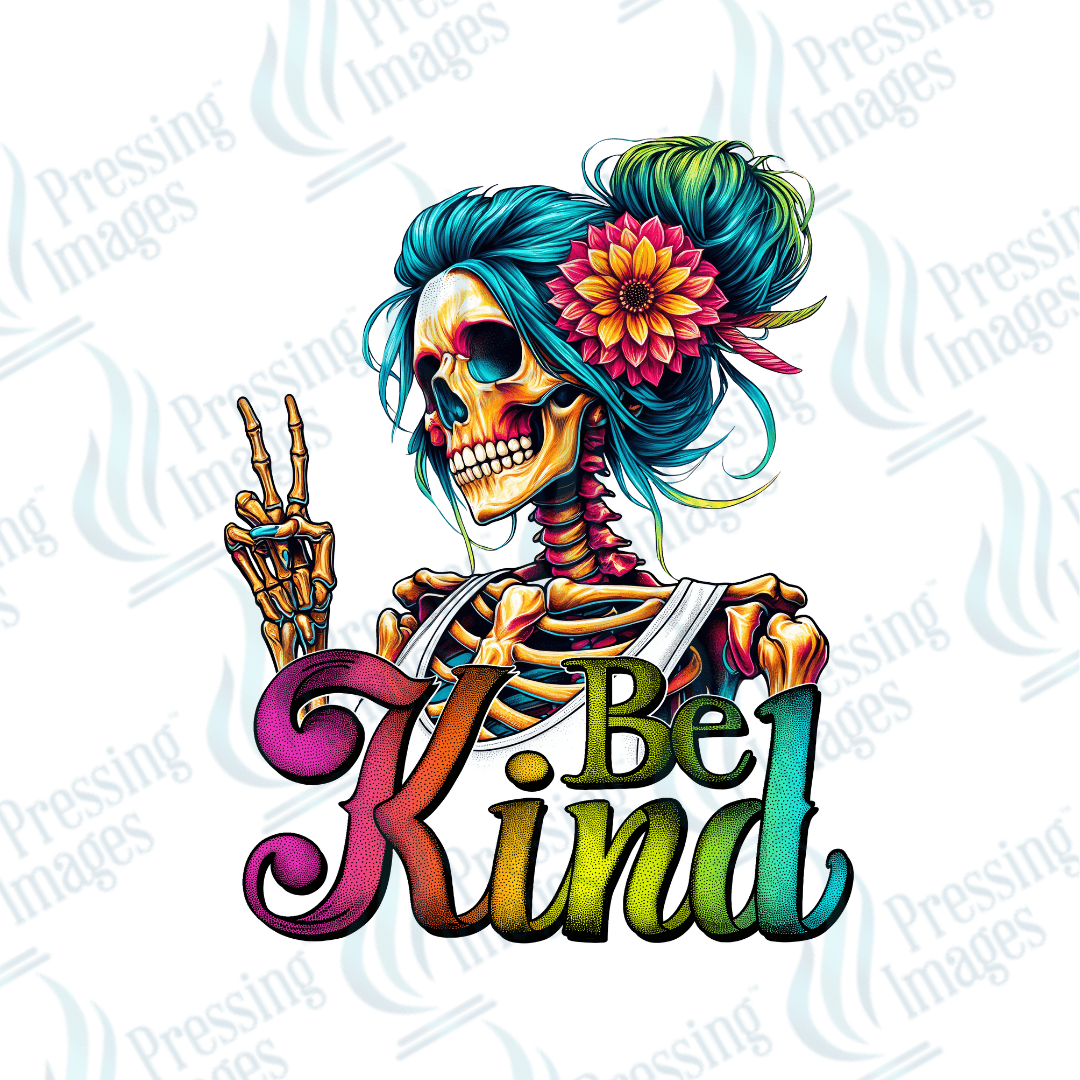DTF 2713 Be kind skullie - Pressing Images