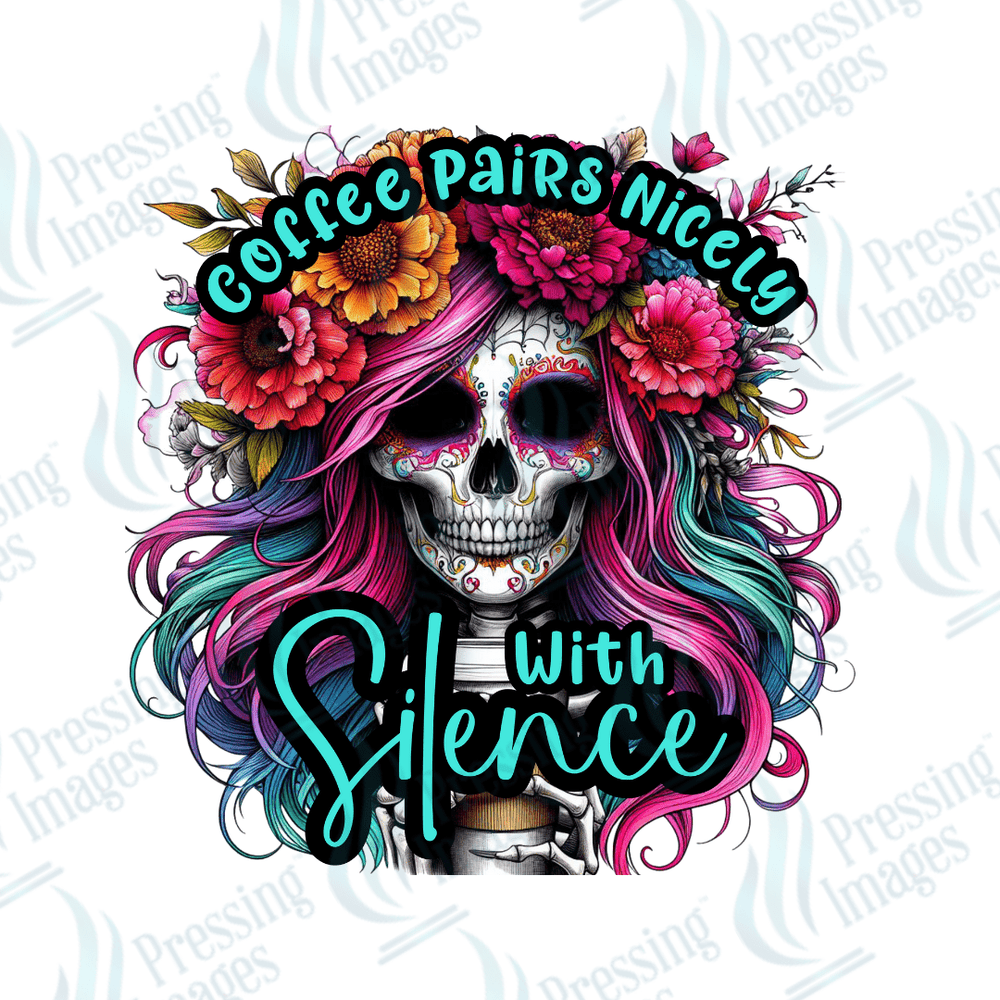 DTF 2739 Coffee pairs well with silence - Pressing Images