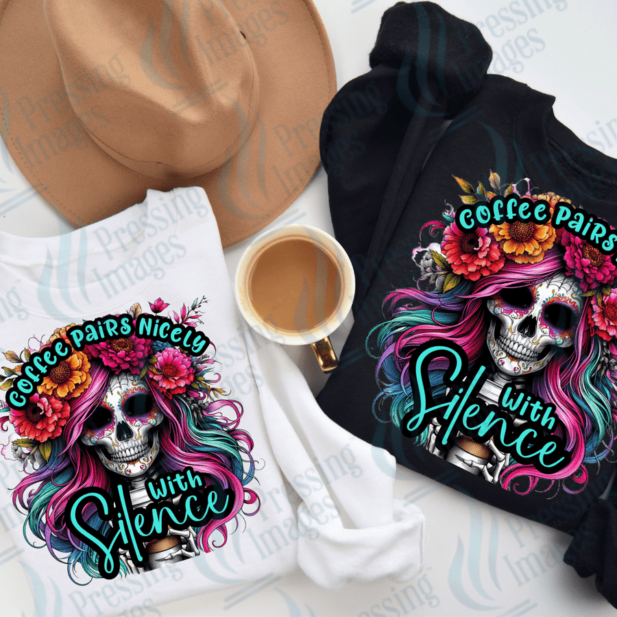 DTF 2739 Coffee pairs well with silence - Pressing Images